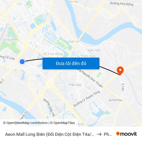 Aeon Mall Long Biên (Đối Diện Cột Điện T4a/2a-B Đường Cổ Linh) to Phú Thị map