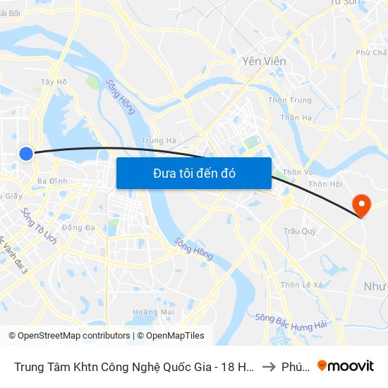 Trung Tâm Khtn Công Nghệ Quốc Gia - 18 Hoàng Quốc Việt to Phú Thị map