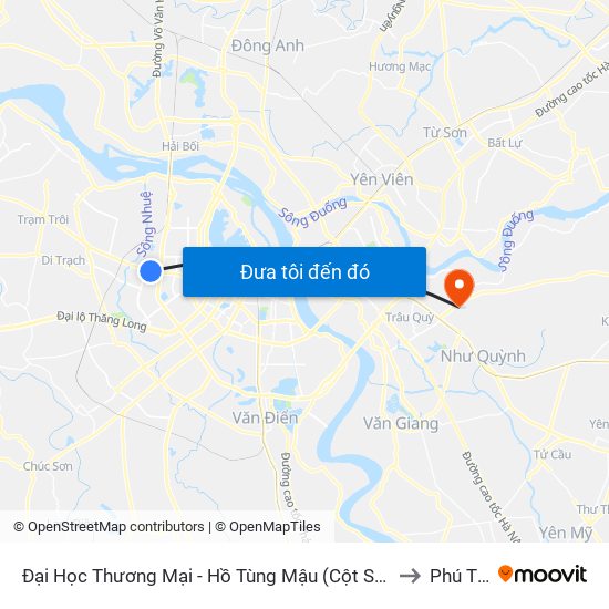 Đại Học Thương Mại - Hồ Tùng Mậu (Cột Sau) to Phú Thị map