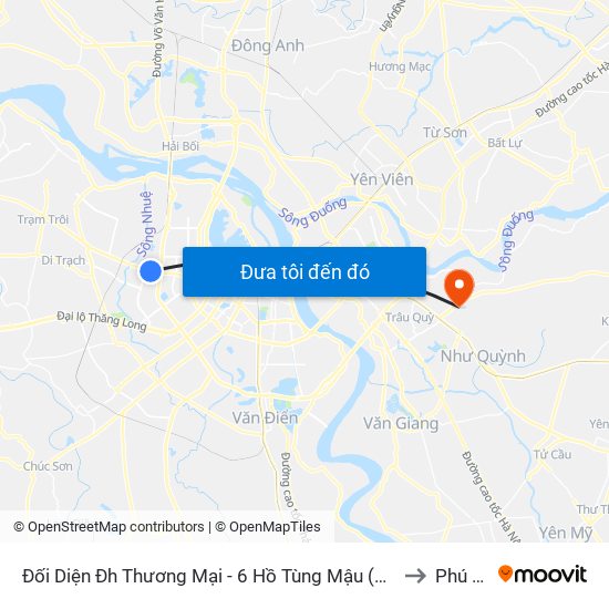 Đối Diện Đh Thương Mại - 6 Hồ Tùng Mậu (Cột Sau) to Phú Thị map