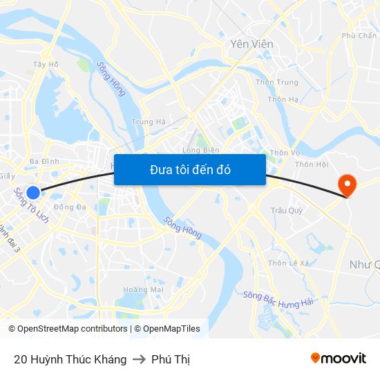 20 Huỳnh Thúc Kháng to Phú Thị map