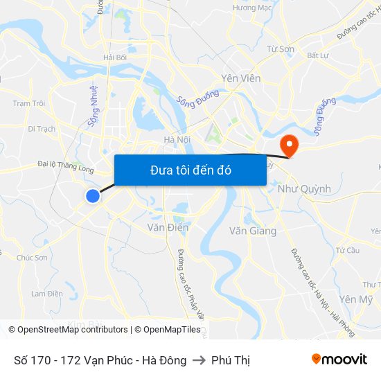 Số 170 - 172 Vạn Phúc - Hà Đông to Phú Thị map