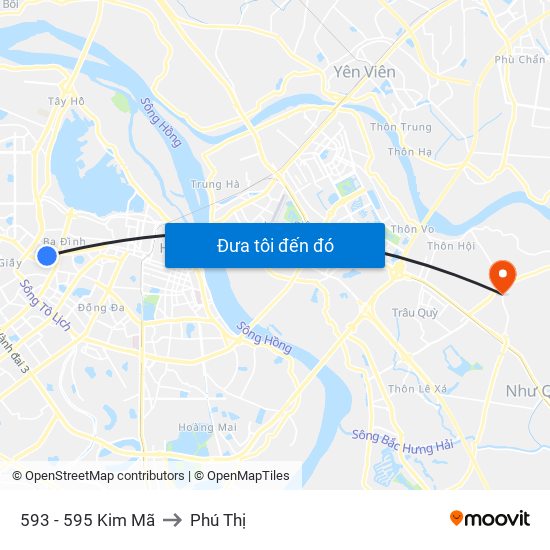 593 - 595 Kim Mã to Phú Thị map