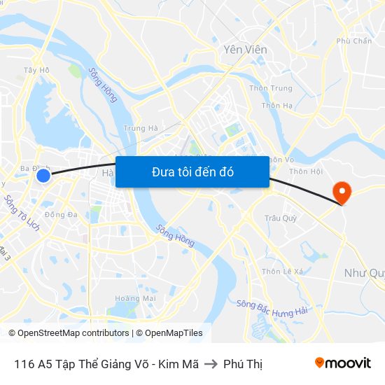 116 A5 Tập Thể Giảng Võ - Kim Mã to Phú Thị map