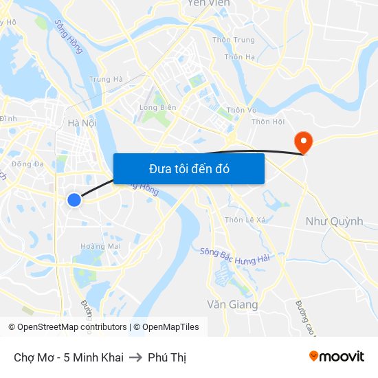 Chợ Mơ - 5 Minh Khai to Phú Thị map