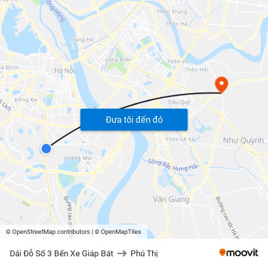 Dải Đỗ Số 3 Bến Xe Giáp Bát to Phú Thị map
