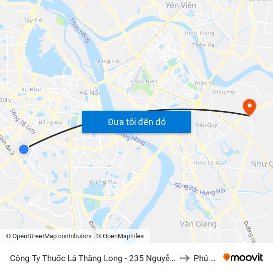 Công Ty Thuốc Lá Thăng Long - 235 Nguyễn Trãi to Phú Thị map