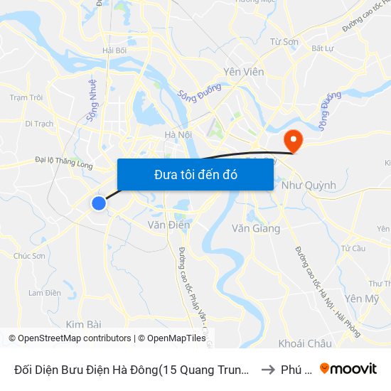 Đối Diện Bưu Điện Hà Đông(15 Quang Trung Hà Đông) to Phú Thị map