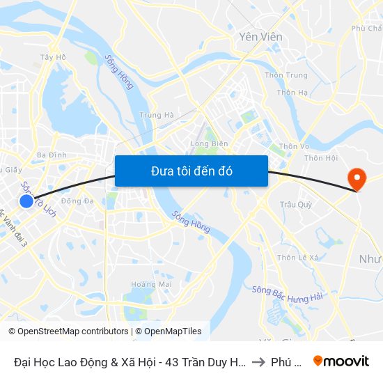 Đại Học Lao Động & Xã Hội - 43 Trần Duy Hưng to Phú Thị map