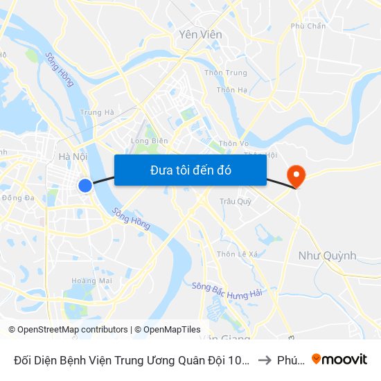 Đối Diện Bệnh Viện Trung Ương Quân Đội 108 - Trần Hưng Đạo to Phú Thị map