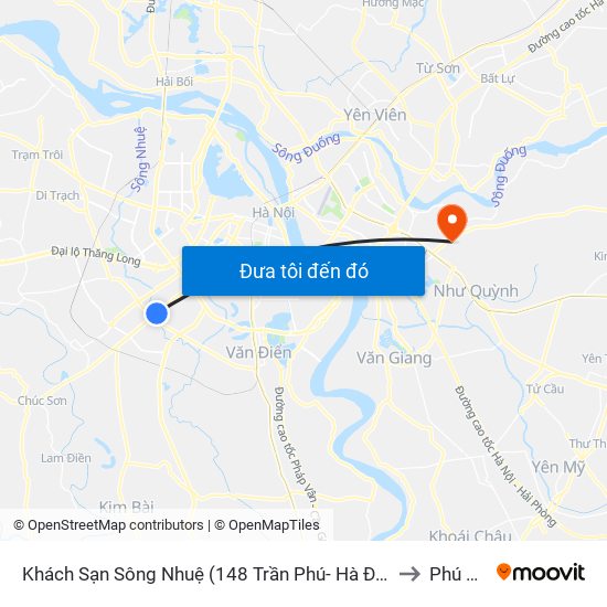 Khách Sạn Sông Nhuệ (148 Trần Phú- Hà Đông) to Phú Thị map