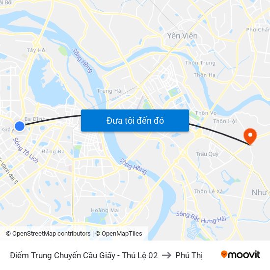 Điểm Trung Chuyển Cầu Giấy - Thủ Lệ 02 to Phú Thị map