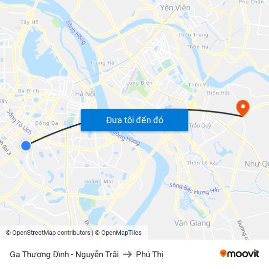 Ga Thượng Đình - Nguyễn Trãi to Phú Thị map