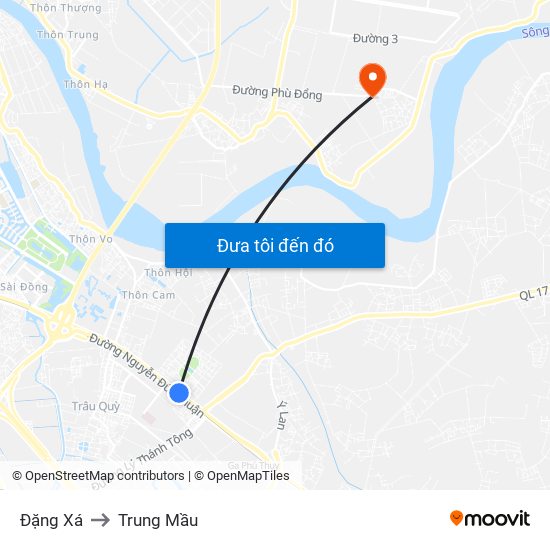 Đặng Xá to Trung Mầu map