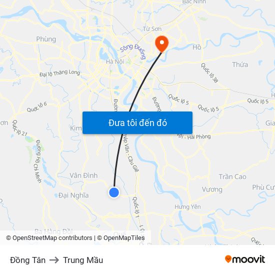 Đồng Tân to Trung Mầu map