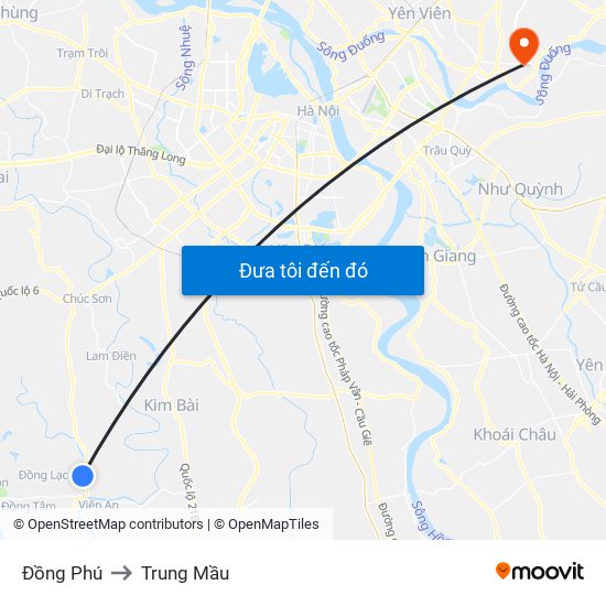 Đồng Phú to Trung Mầu map