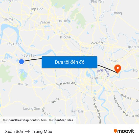 Xuân Sơn to Trung Mầu map