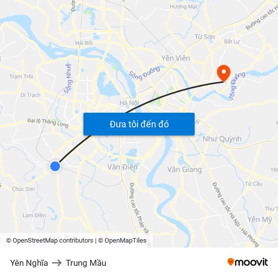 Yên Nghĩa to Trung Mầu map