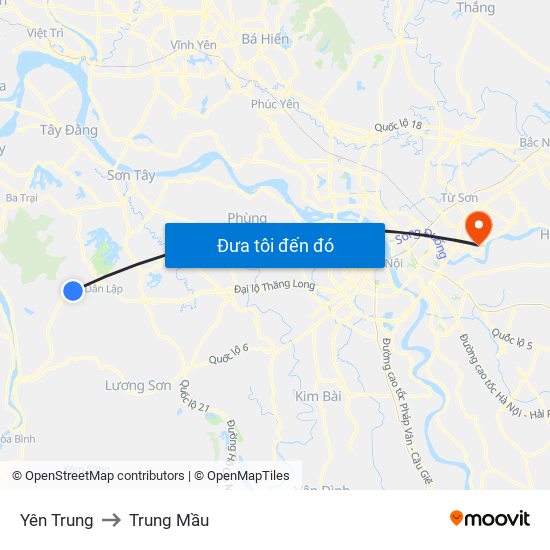 Yên Trung to Trung Mầu map