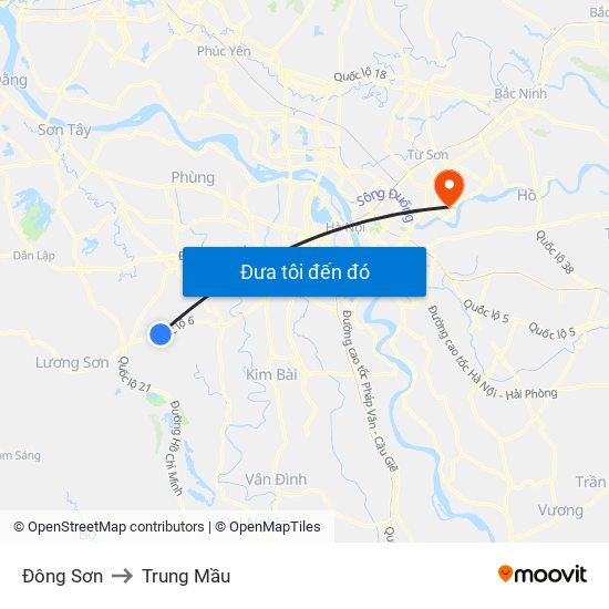 Đông Sơn to Trung Mầu map