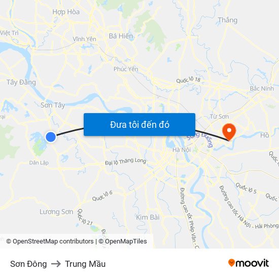 Sơn Đông to Trung Mầu map