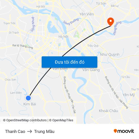 Thanh Cao to Trung Mầu map