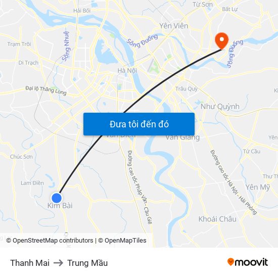 Thanh Mai to Trung Mầu map