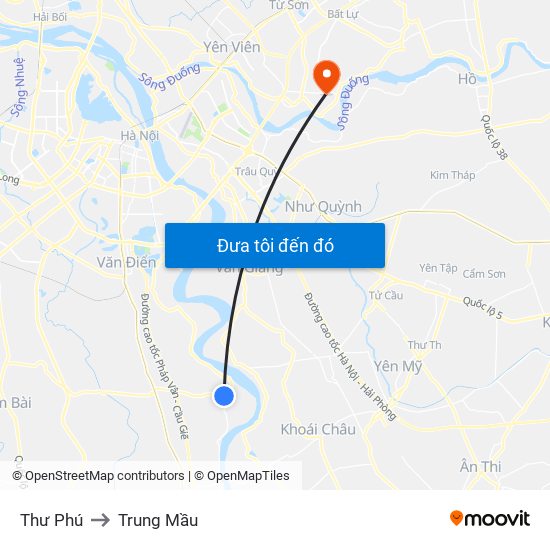 Thư Phú to Trung Mầu map