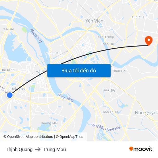Thịnh Quang to Trung Mầu map