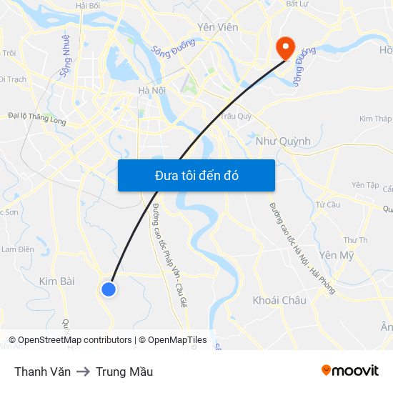 Thanh Văn to Trung Mầu map