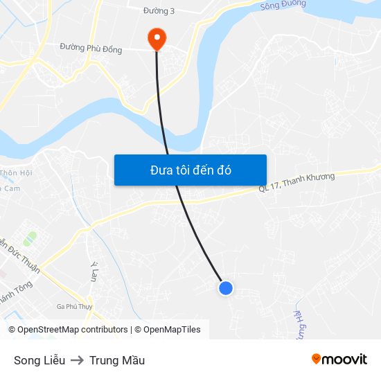 Song Liễu to Trung Mầu map