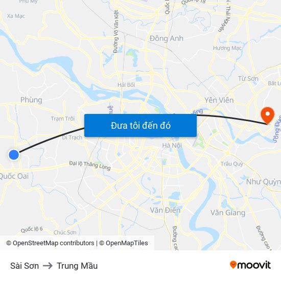 Sài Sơn to Trung Mầu map