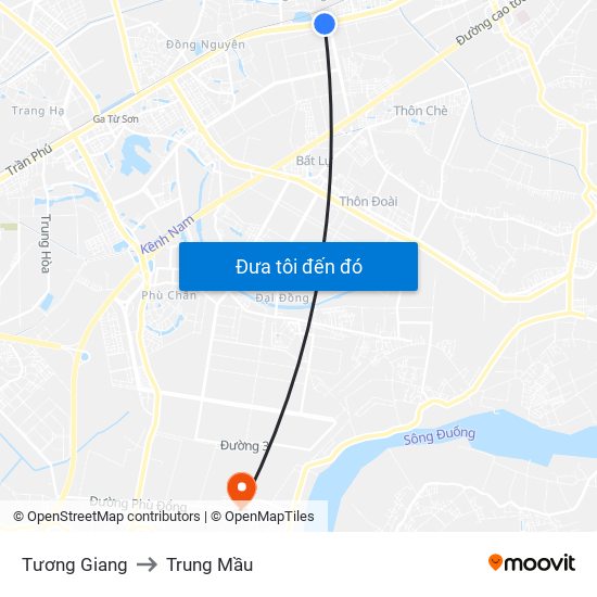 Tương Giang to Trung Mầu map