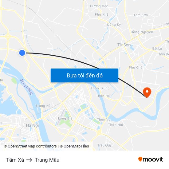 Tầm Xá to Trung Mầu map