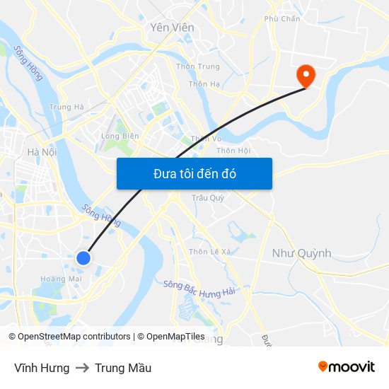 Vĩnh Hưng to Trung Mầu map