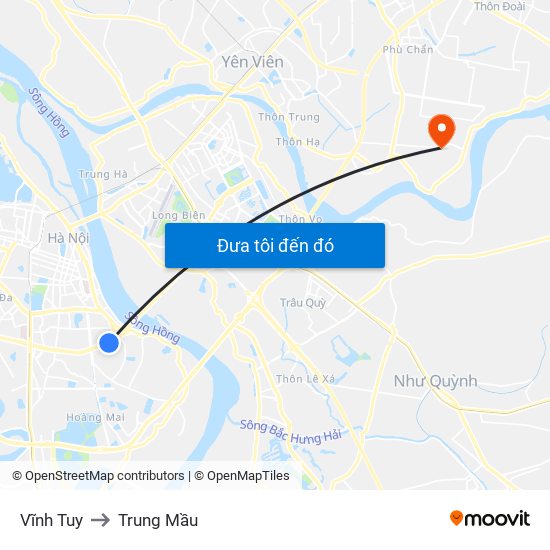 Vĩnh Tuy to Trung Mầu map