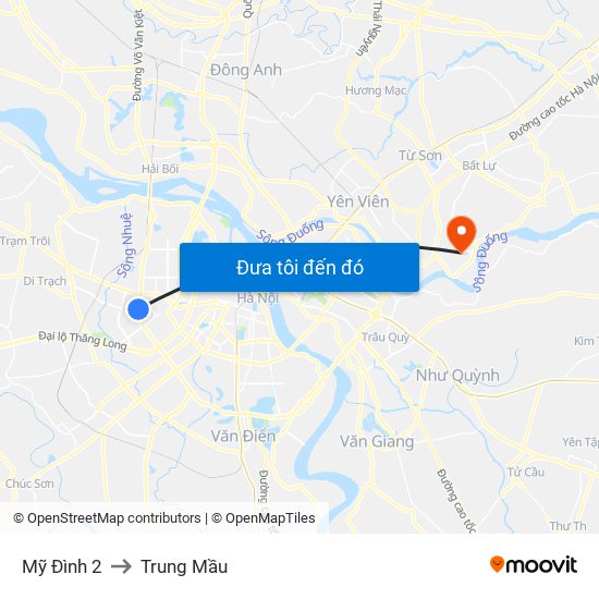 Mỹ Đình 2 to Trung Mầu map