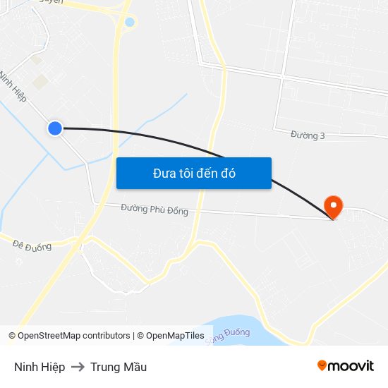 Ninh Hiệp to Trung Mầu map