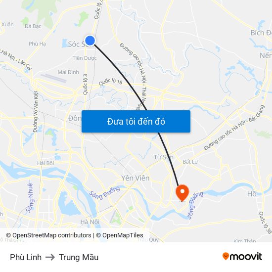 Phù Linh to Trung Mầu map