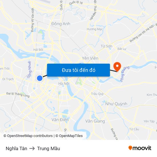 Nghĩa Tân to Trung Mầu map