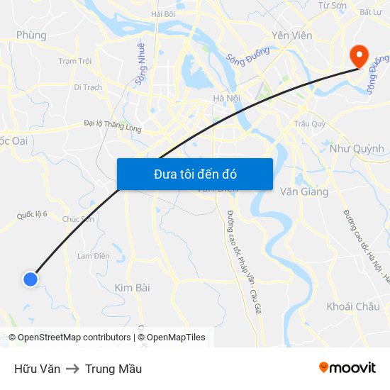 Hữu Văn to Trung Mầu map