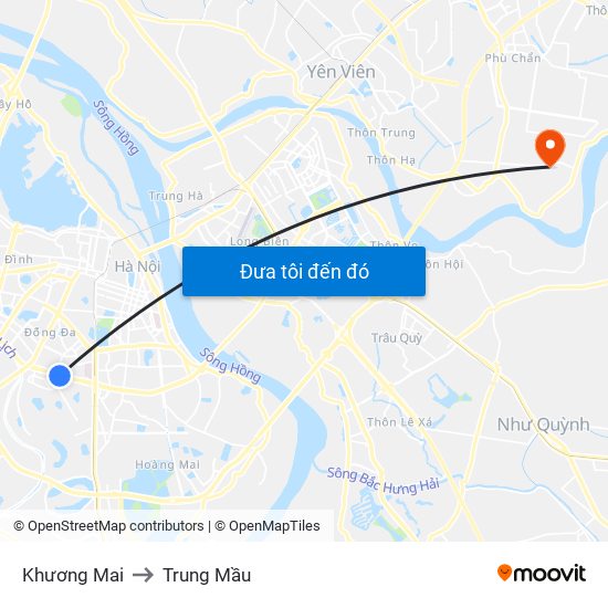 Khương Mai to Trung Mầu map