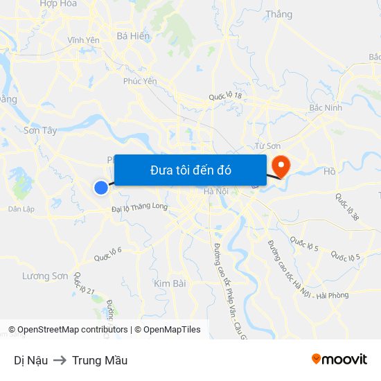 Dị Nậu to Trung Mầu map