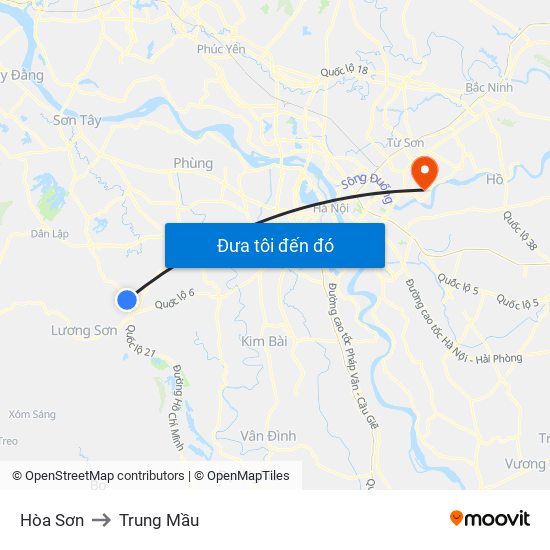 Hòa Sơn to Trung Mầu map