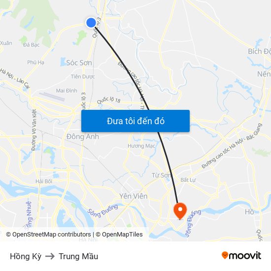 Hồng Kỳ to Trung Mầu map