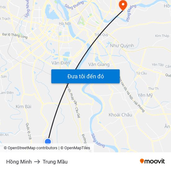 Hồng Minh to Trung Mầu map