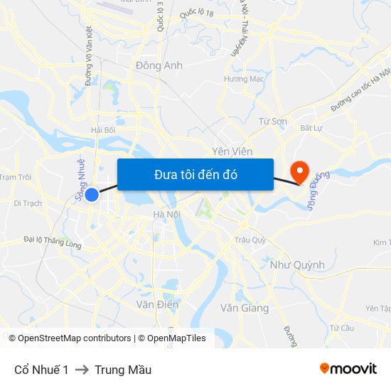 Cổ Nhuế 1 to Trung Mầu map