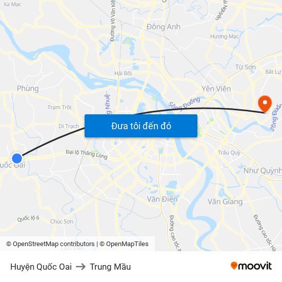 Huyện Quốc Oai to Trung Mầu map