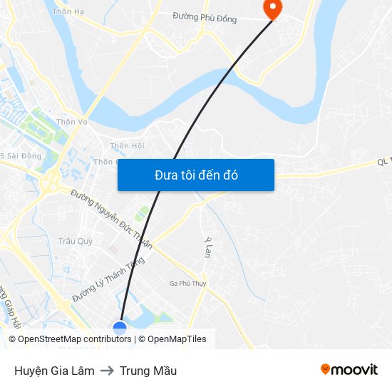 Huyện Gia Lâm to Trung Mầu map