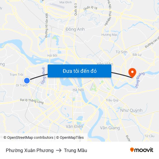 Phường Xuân Phương to Trung Mầu map